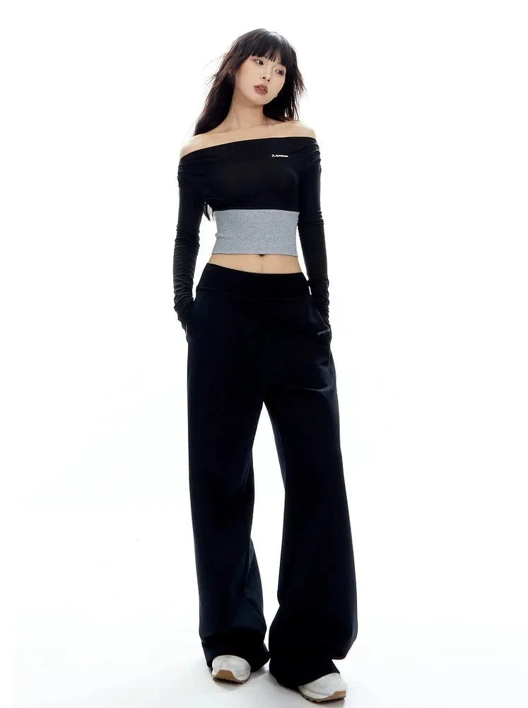 Wide-Leg Elastic High-Waistband Joggers