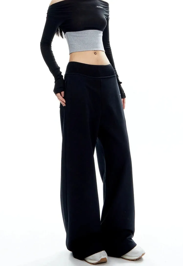 Wide-Leg Elastic High-Waistband Joggers