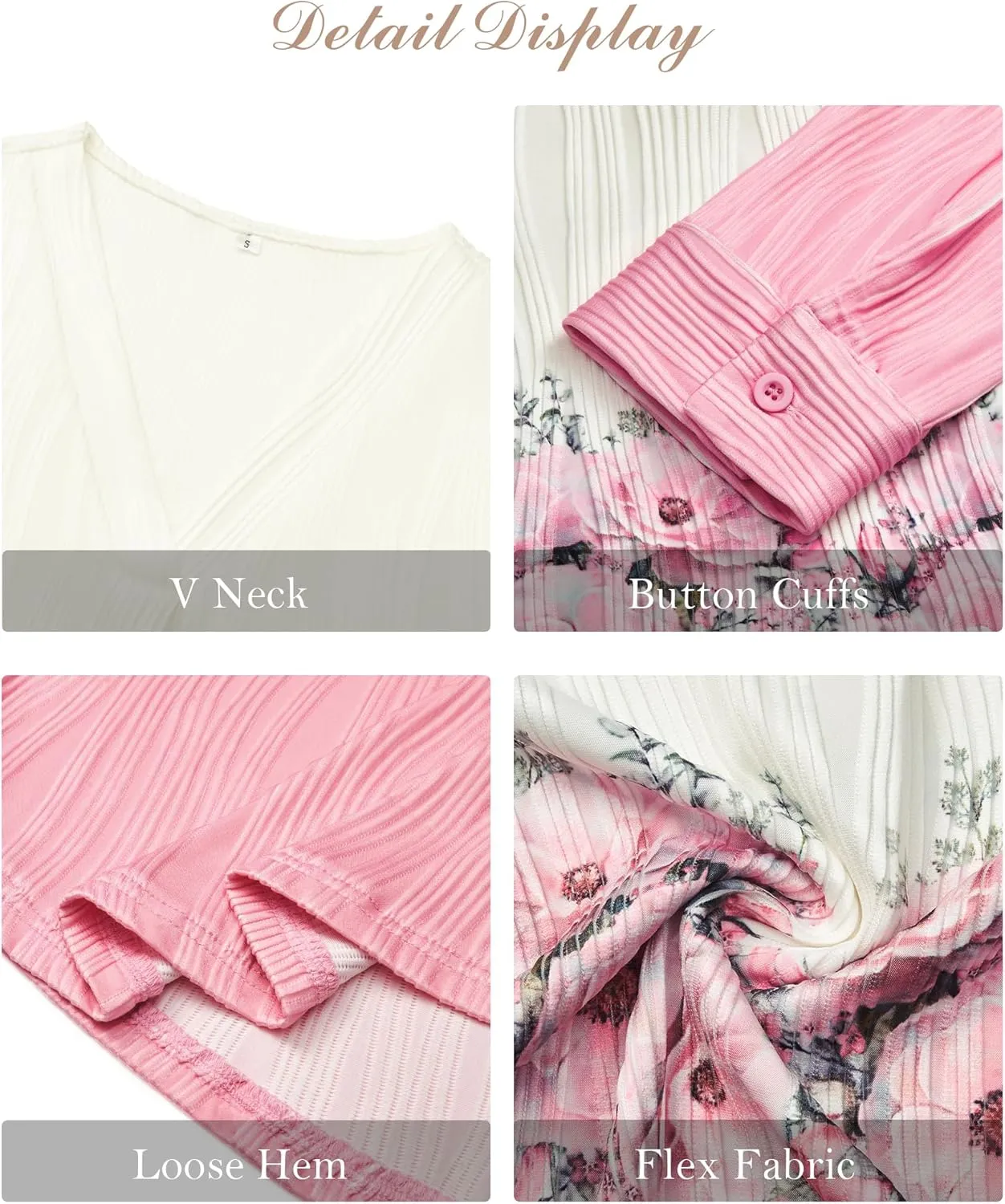 Womens 3 4 Sleeve Blouse Long Sleeve Business Casual Tunic Tops V Neck Work Tops Textured Dressy Casual Shirts