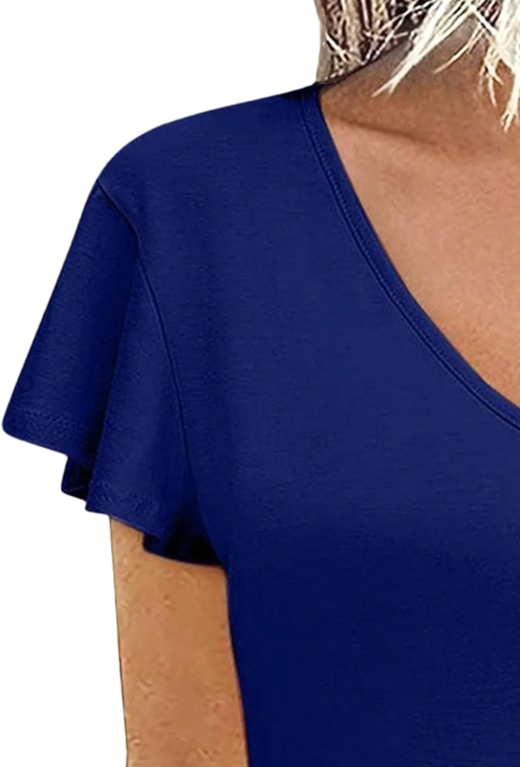 Women's Casual Tiered Dress with Pockets V Neck Ruffle Cap Sleeve Trendy Swing Mini Dress A-Line Dresses