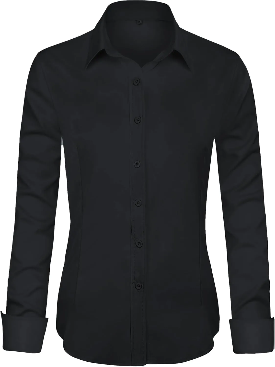 Womens Long Sleeve Button Down Dress Shirts, Solid Formal Work Dress Tops, Classic-Fit Dress Business Office Shirts