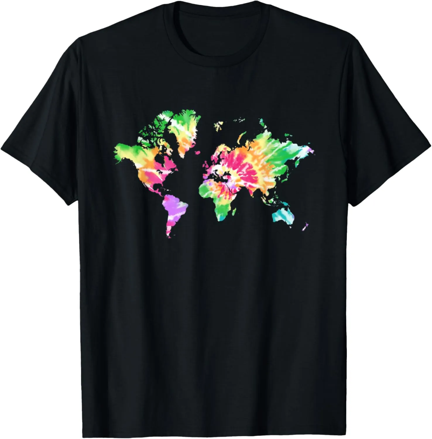 World Map Tie Dye Boho Aesthetic Cool Hipster Hippie Style T-Shirt