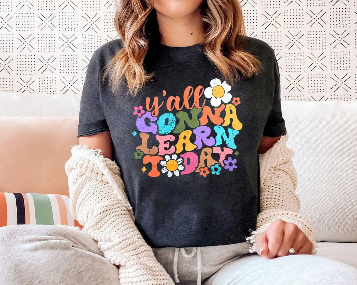 Y'all Gonna Learn Today Shirt:Women Funny Teacher T-Shirt Kindergarten Preschool Teacher Appreciation School Tee Top